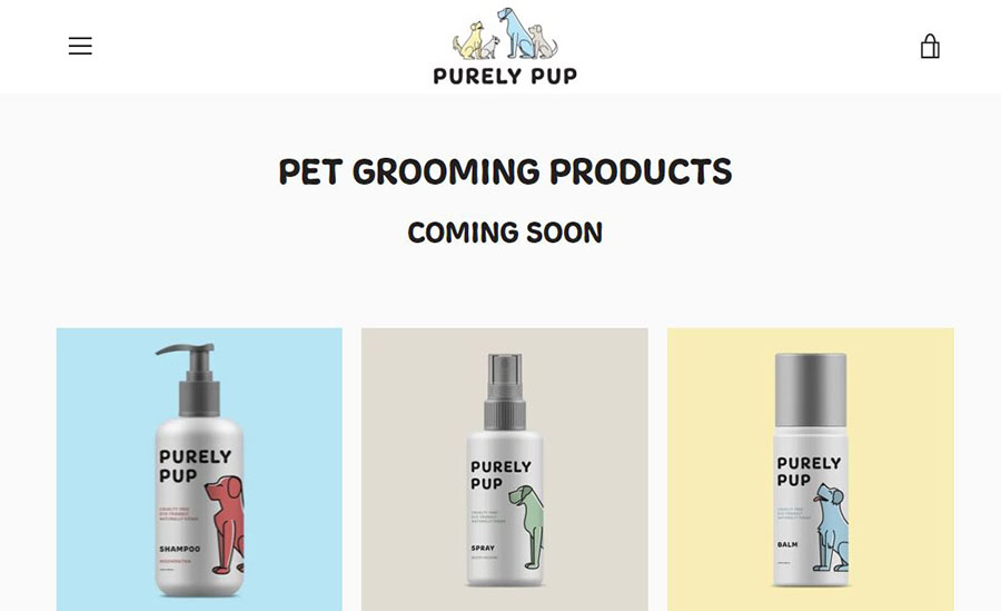 Purely Pup Products on website